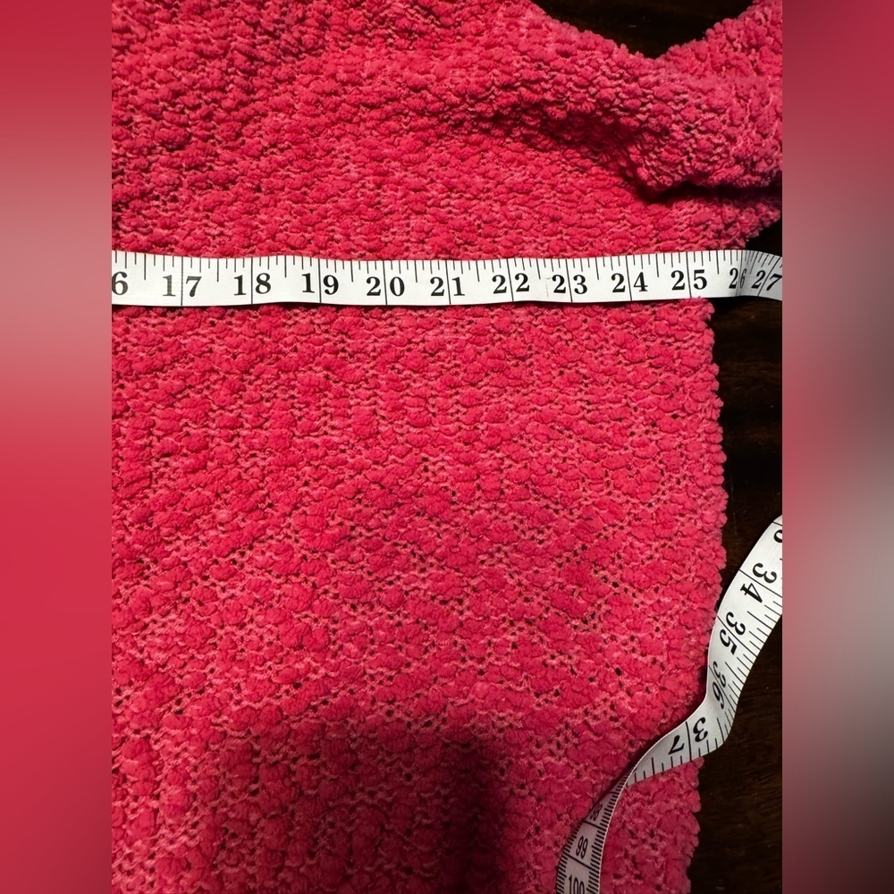 POL Women’s Rose Pink Popcorn Knit Slit Hooded Comfy Oversized Sweater Sz S - Picture 6 of 9